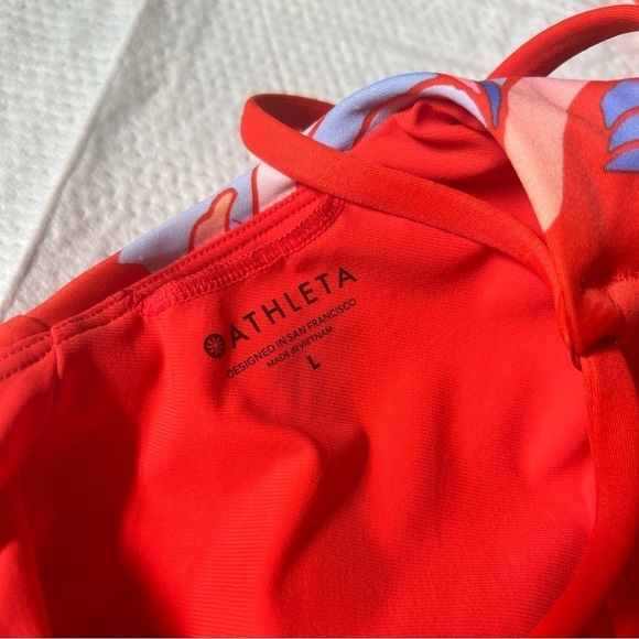 Athleta Women Swim Suit 1 Piece Large Floral Red Nylon Lycra Spandex - Picture 5 of 8